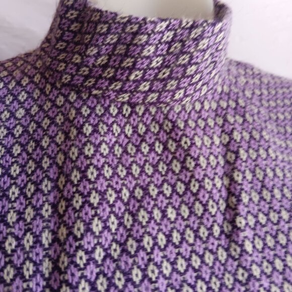1OF1 Medium Women's Vintage 70's Dress Purple Geometric Sleeveless Vest Overlay - Picture 7 of 9